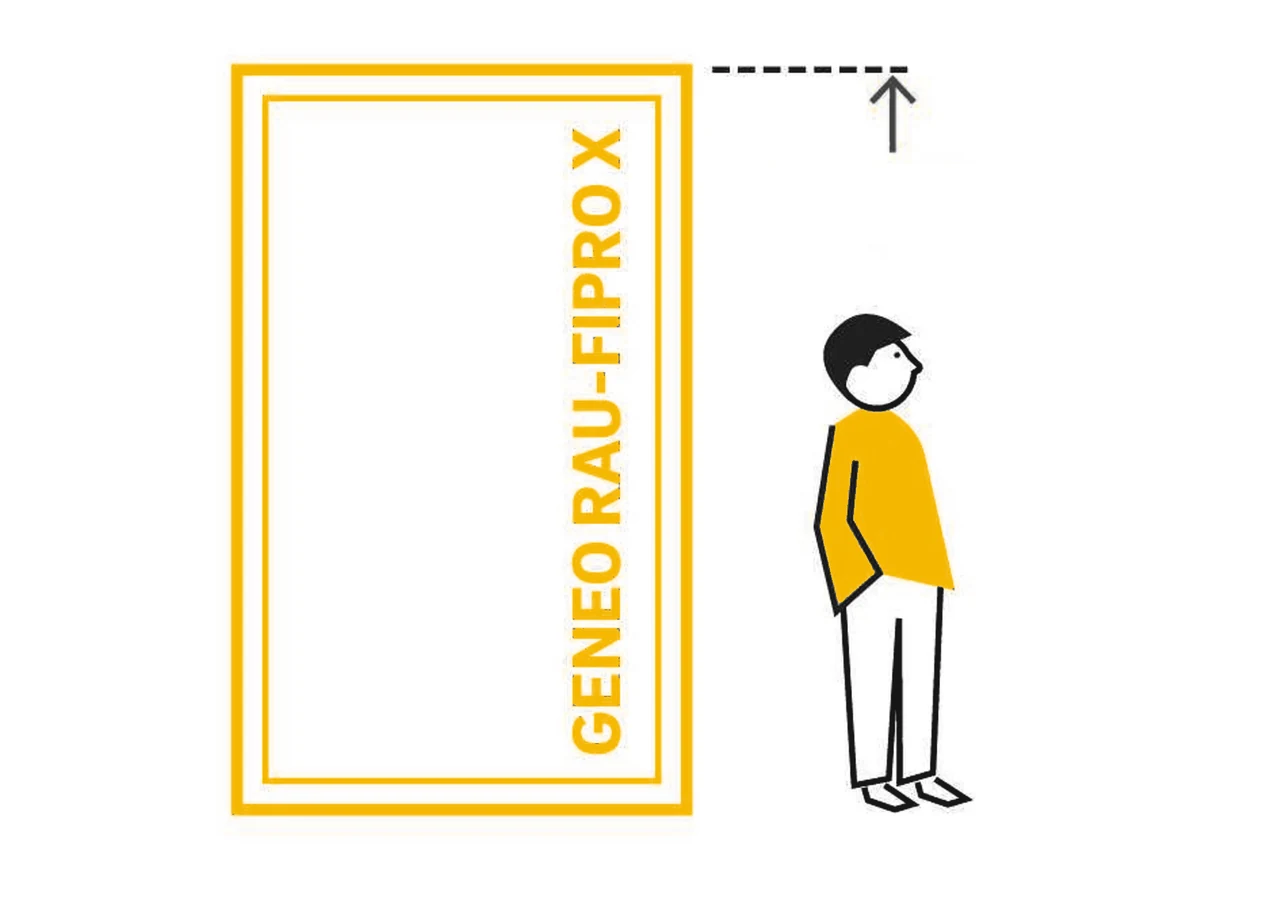 Illustration: Fensterelement bis 2,80 m Höhe neben einer Person